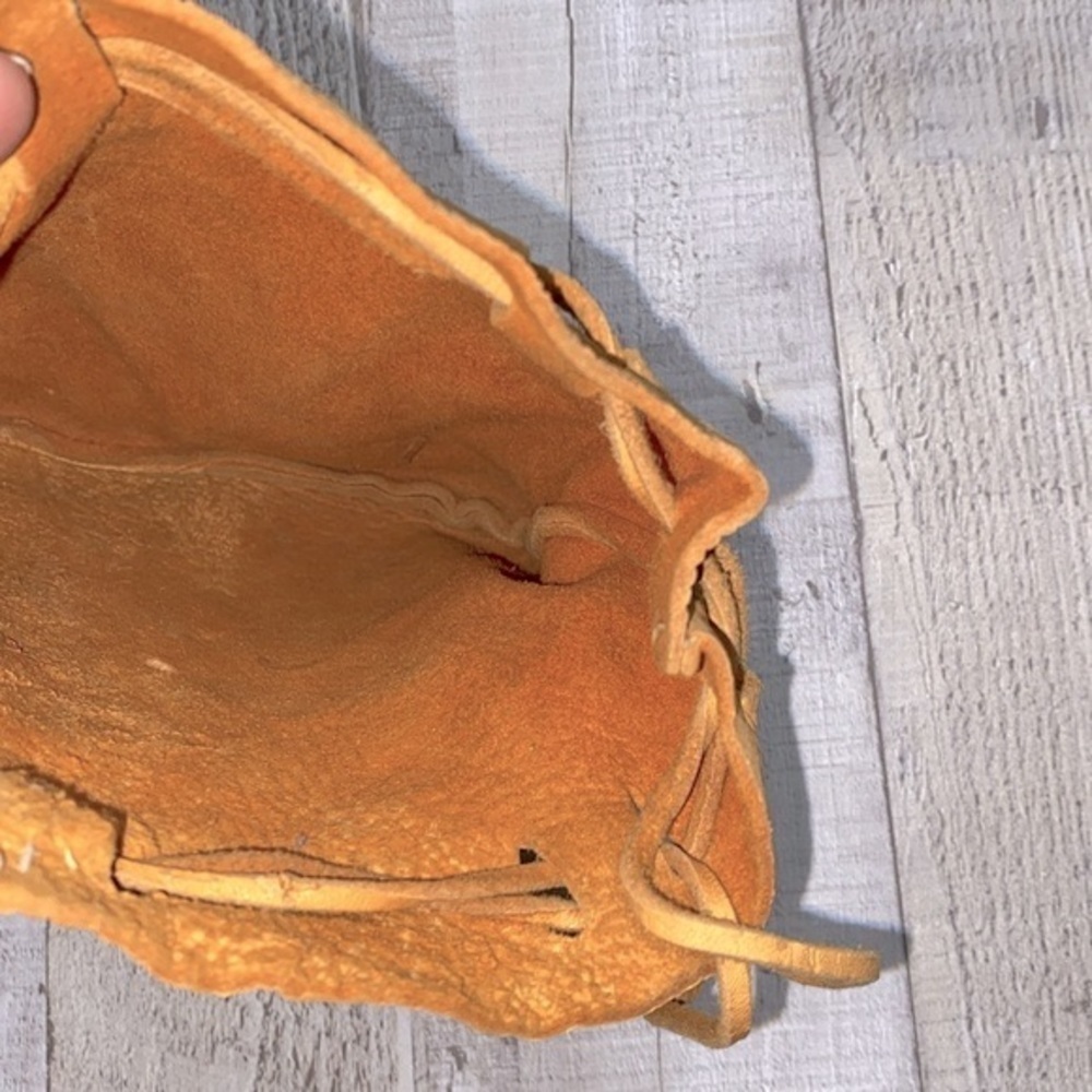 Vintage leather drawstring pouch - Picture 3 of 3
